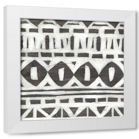 Tribal Textile I White Modern Wood Framed Art Print by Vess, June Erica