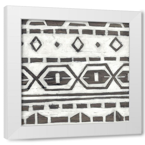 Tribal Textile II White Modern Wood Framed Art Print by Vess, June Erica