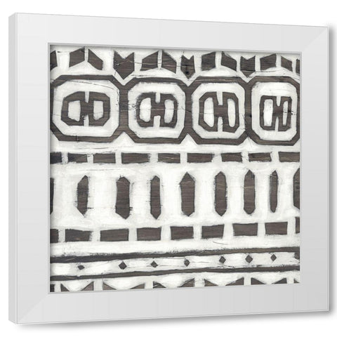 Tribal Textile III White Modern Wood Framed Art Print by Vess, June Erica