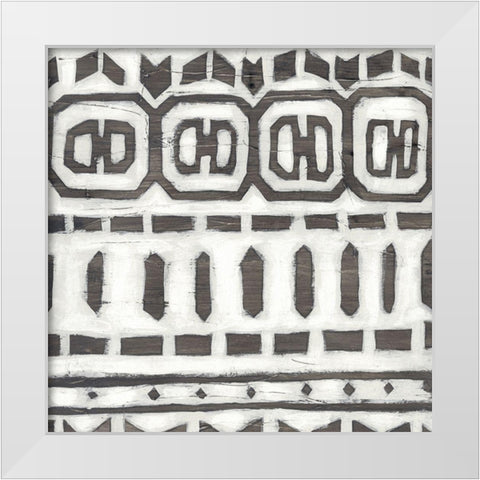 Tribal Textile III White Modern Wood Framed Art Print by Vess, June Erica