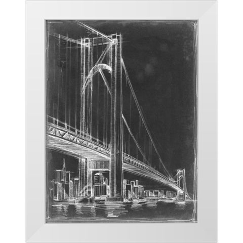 Suspension Bridge Blueprint I White Modern Wood Framed Art Print by Harper, Ethan