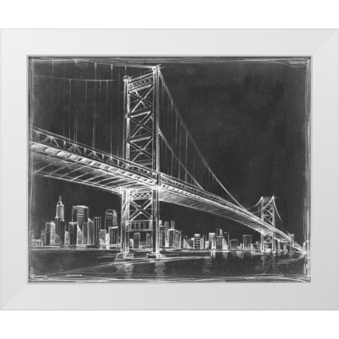 Suspension Bridge Blueprint III White Modern Wood Framed Art Print by Harper, Ethan