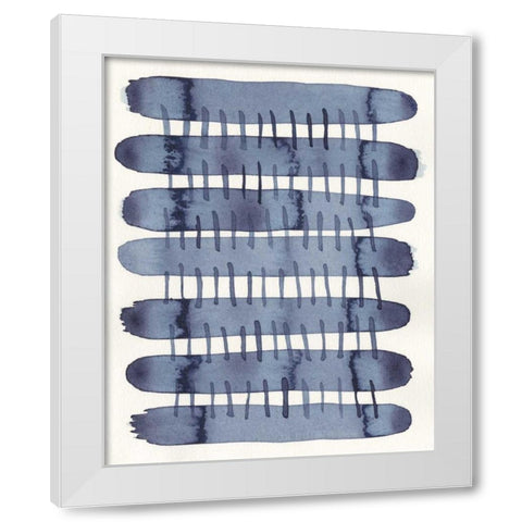 Indigo Stitchy I White Modern Wood Framed Art Print by Galapon, Nikki