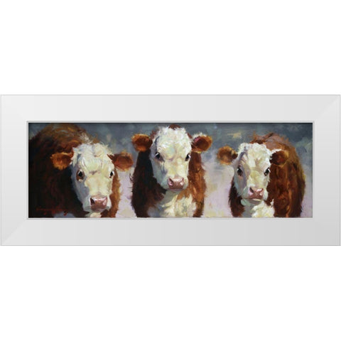 Custom Winter Calves (ASH) White Modern Wood Framed Art Print by Hawley, Carolyne