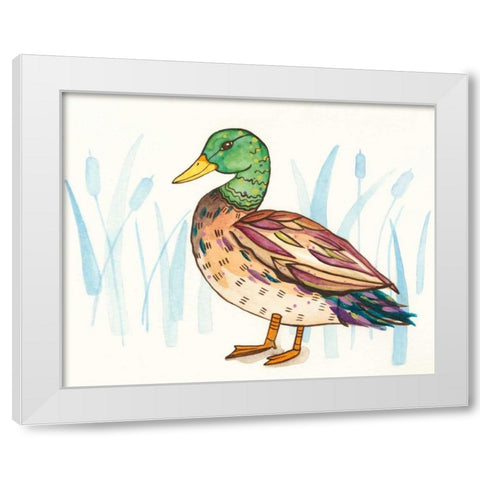 Wetland Mallard I White Modern Wood Framed Art Print by Ewer, Rebekah