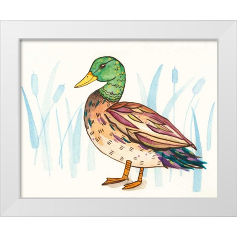 Wetland Mallard I White Modern Wood Framed Art Print by Ewer, Rebekah