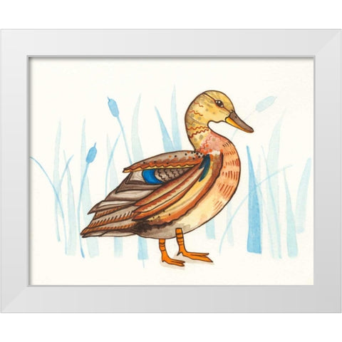 Wetland Mallard II White Modern Wood Framed Art Print by Ewer, Rebekah