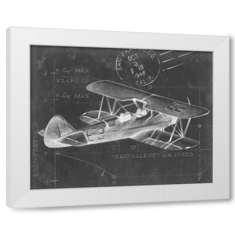 Flight Schematic I White Modern Wood Framed Art Print by Harper, Ethan