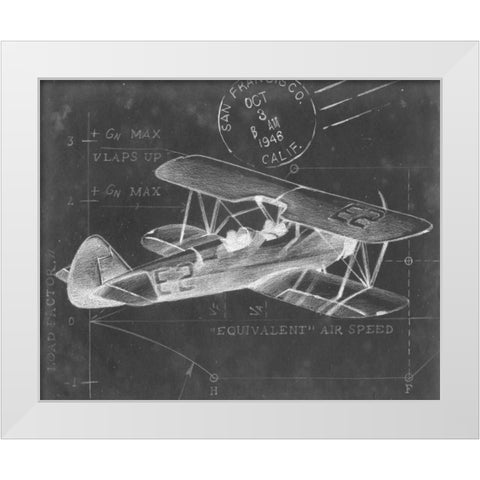 Flight Schematic I White Modern Wood Framed Art Print by Harper, Ethan