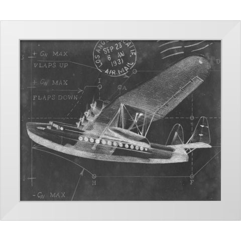 Flight Schematic III White Modern Wood Framed Art Print by Harper, Ethan