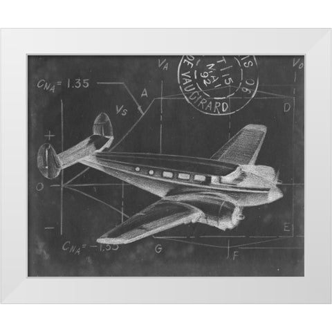 Flight Schematic IV White Modern Wood Framed Art Print by Harper, Ethan