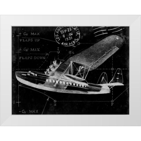 Flight Schematic III White Modern Wood Framed Art Print by Ethan Harper