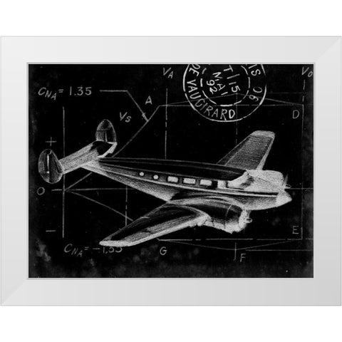Flight Schematic IV White Modern Wood Framed Art Print by Ethan Harper