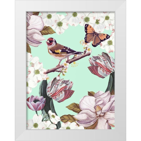 Bird Garden III White Modern Wood Framed Art Print by McCavitt, Naomi