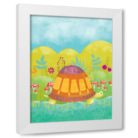 Happy Turtle I White Modern Wood Framed Art Print by Zarris, Chariklia