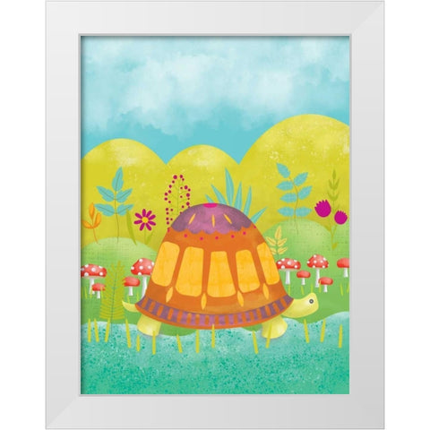 Happy Turtle I White Modern Wood Framed Art Print by Zarris, Chariklia