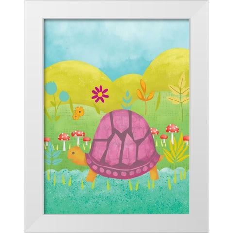 Happy Turtle II White Modern Wood Framed Art Print by Zarris, Chariklia