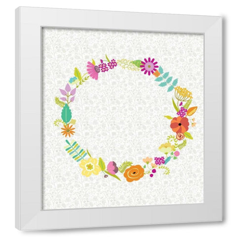 Girly Wreath II White Modern Wood Framed Art Print by Zarris, Chariklia