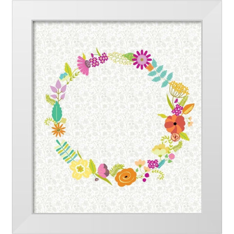 Girly Wreath II White Modern Wood Framed Art Print by Zarris, Chariklia