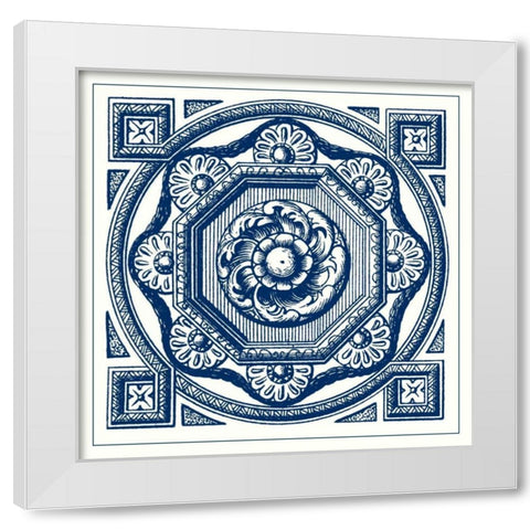 Indigo Medallion I White Modern Wood Framed Art Print by Vision Studio