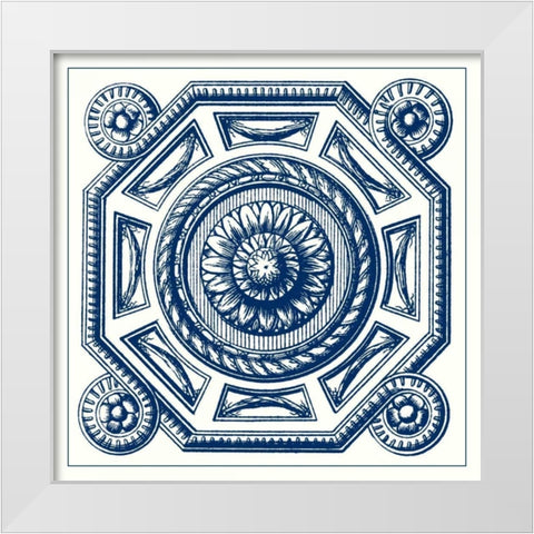 Indigo Medallion II White Modern Wood Framed Art Print by Vision Studio