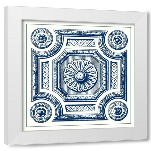 Indigo Medallion III White Modern Wood Framed Art Print by Vision Studio