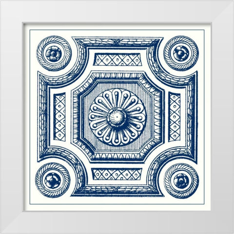 Indigo Medallion III White Modern Wood Framed Art Print by Vision Studio