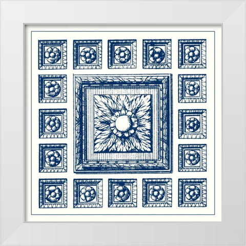 Indigo Medallion IV White Modern Wood Framed Art Print by Vision Studio