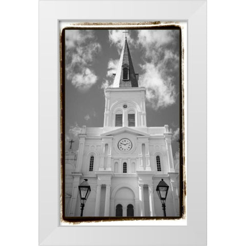 St. Louis Cathedral, Jackson Square I White Modern Wood Framed Art Print by DeNardo, Laura