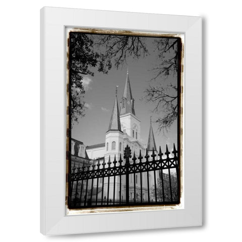 St. Louis Cathedral, Jackson Square II White Modern Wood Framed Art Print by DeNardo, Laura