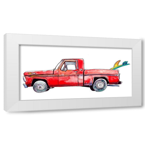 Surf Car IV White Modern Wood Framed Art Print by McCreery, Paul