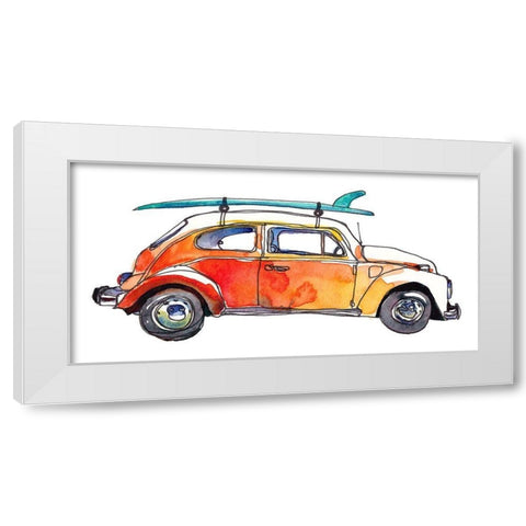 Surf Car V White Modern Wood Framed Art Print by McCreery, Paul