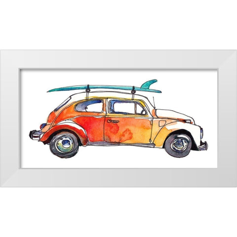 Surf Car V White Modern Wood Framed Art Print by McCreery, Paul