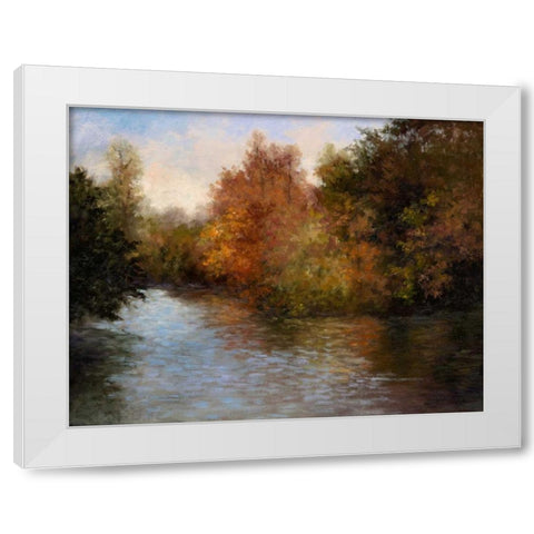 A Light on the Lake White Modern Wood Framed Art Print by Weber, Mary Jean