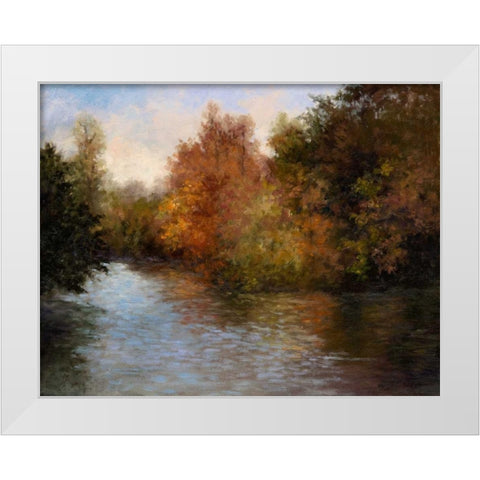 A Light on the Lake White Modern Wood Framed Art Print by Weber, Mary Jean
