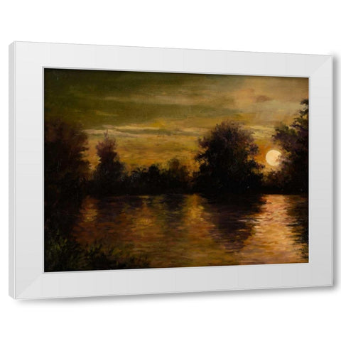 The Setting Glow White Modern Wood Framed Art Print by Weber, Mary Jean