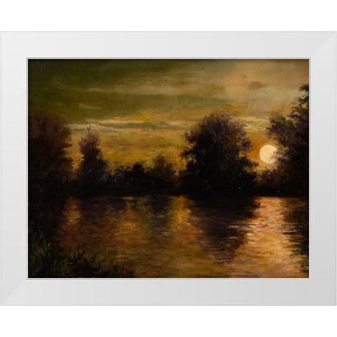 The Setting Glow White Modern Wood Framed Art Print by Weber, Mary Jean