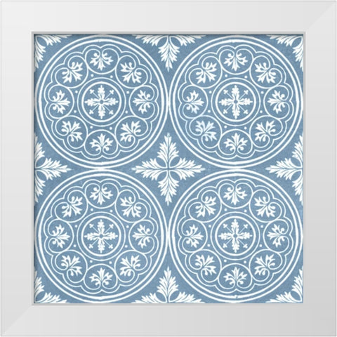 Chambray Tile V White Modern Wood Framed Art Print by Vision Studio