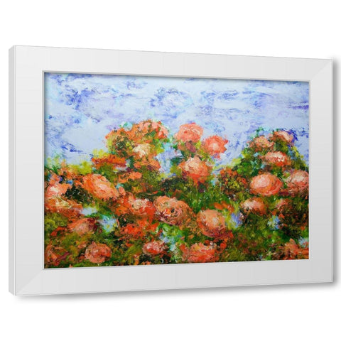 Red Ribbon Roses White Modern Wood Framed Art Print by Friedlander, Allan