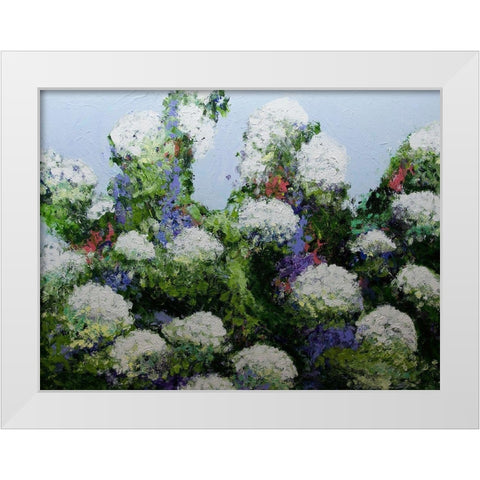 Mums Garden White Modern Wood Framed Art Print by Friedlander, Allan