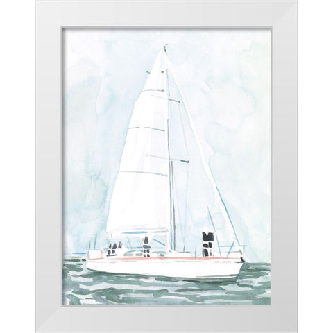 Soft Sailboat III White Modern Wood Framed Art Print by Scarvey, Emma