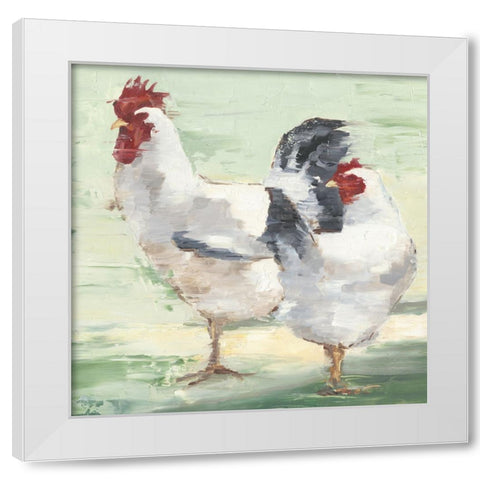 Chicken Run II White Modern Wood Framed Art Print by Harper, Ethan