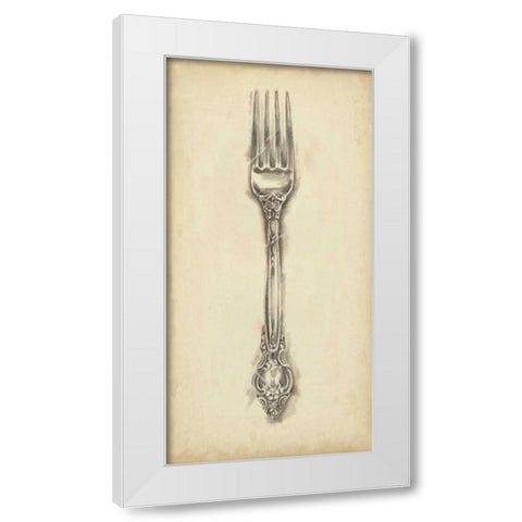 Ornate Cutlery I White Modern Wood Framed Art Print by Harper, Ethan