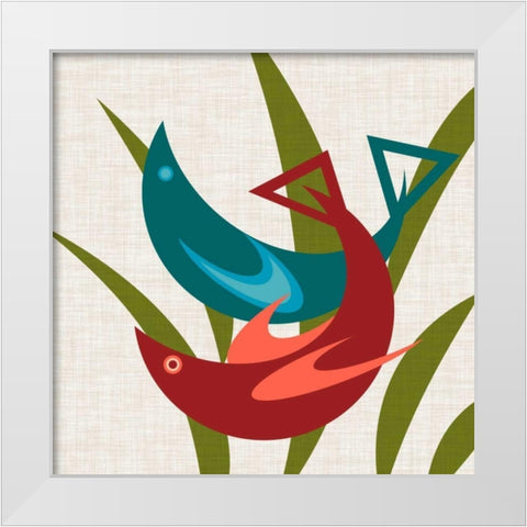 Avian Abstraction II White Modern Wood Framed Art Print by Chandler, Sharon