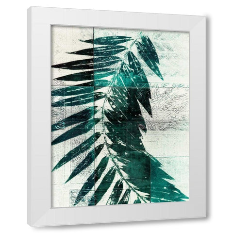 Palm Aqua I White Modern Wood Framed Art Print by Butler, John