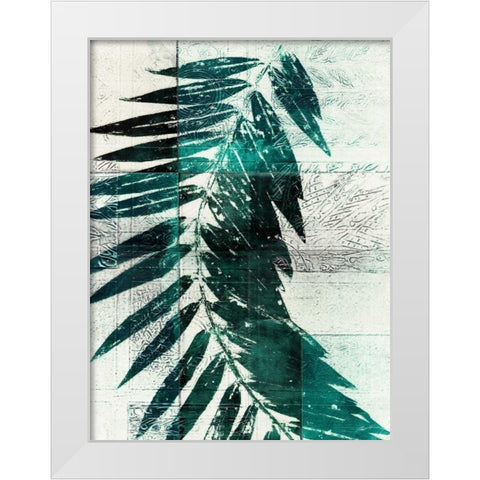Palm Aqua I White Modern Wood Framed Art Print by Butler, John