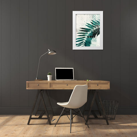 Palm Aqua II White Modern Wood Framed Art Print by Butler, John