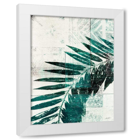 Palm Aqua II White Modern Wood Framed Art Print by Butler, John