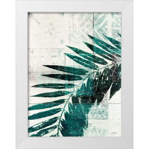 Palm Aqua II White Modern Wood Framed Art Print by Butler, John