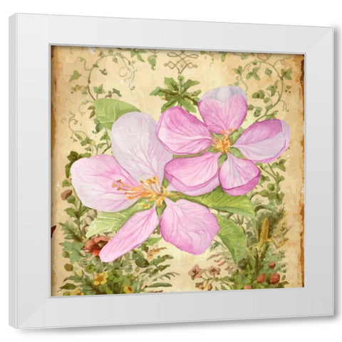 Vintage Apple Blossom I White Modern Wood Framed Art Print by Mark, Leslie
